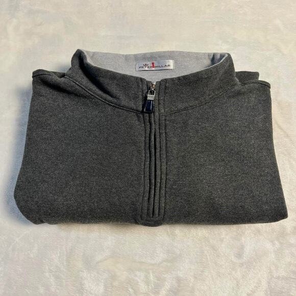 Peter Millar 1/4 Zip Pullover Mens L Gray Soft Cotton Sweater Golf Jumper Lounge - Picture 8 of 8